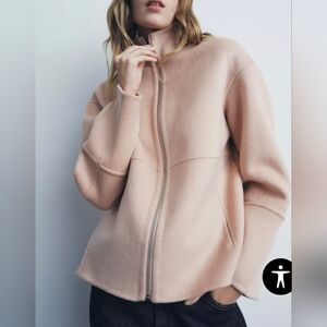 Zara Wool Blend Women's Pink Zip-Up Jacket  XS-M